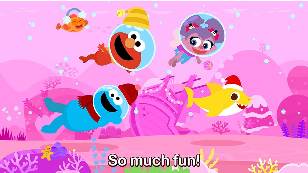 Postavy zo Sezamovej ulice sa ponoria do oceánu Baby Shark pre sviatočnú melódiu