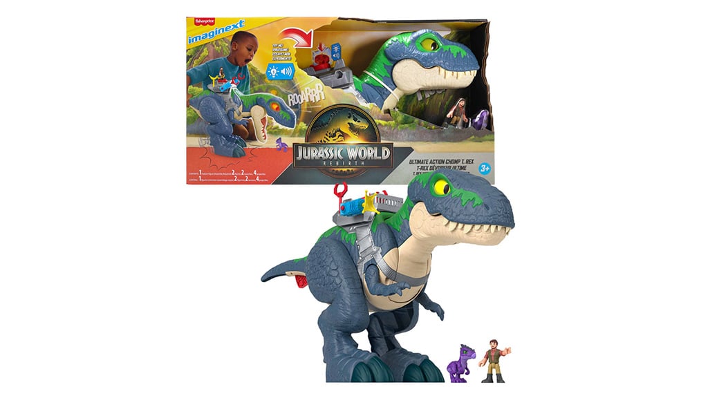 Mattel Fisher-Price Imaginext Jurský svet Znovuzrodenie Ultimate Action Chomp T. Rex