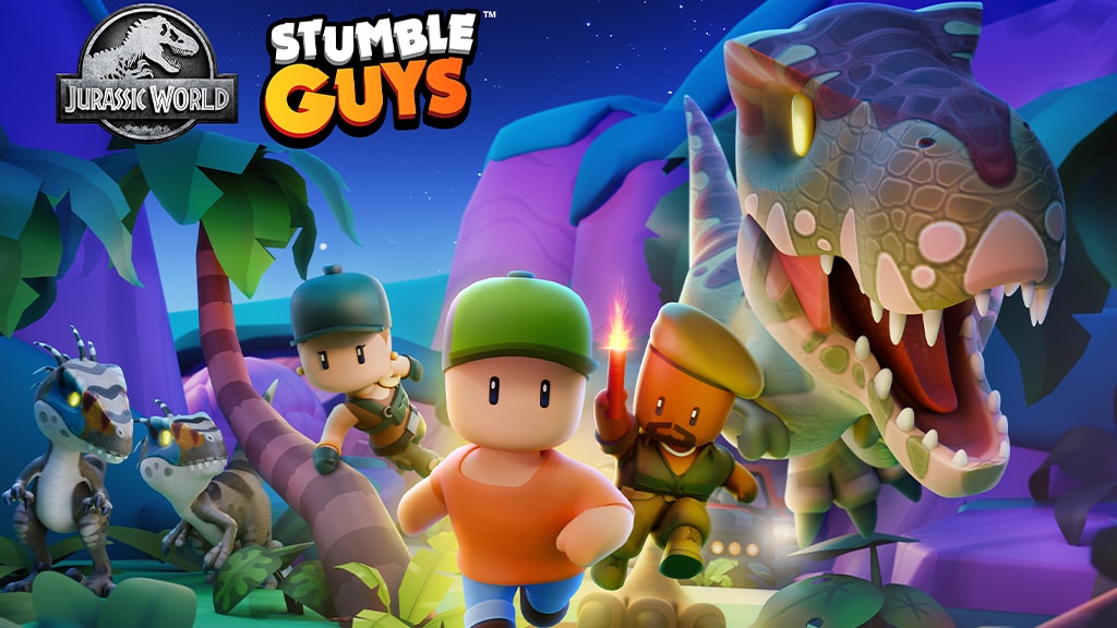 Stumble Guys spája Jurský svet so sviatočnou mágiou.