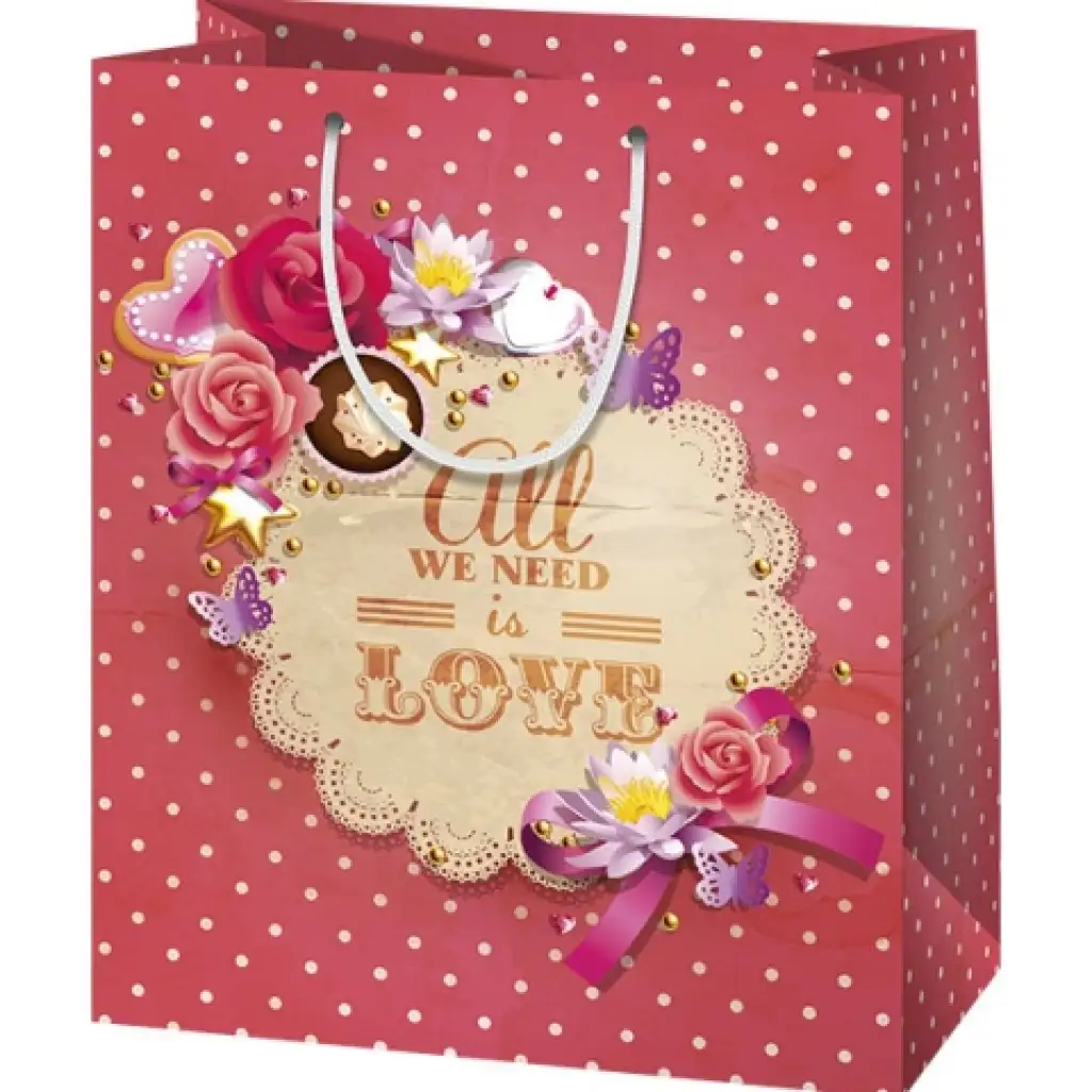 "All I need is Love" strende veľká darčeková taška 18x23x10cm