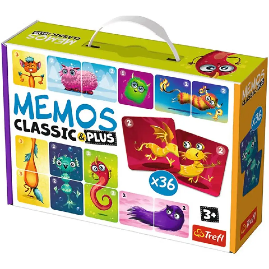 Aranyos szörnyetegek Classic & Plus memória játék 36db-os - Trefl kép 1
