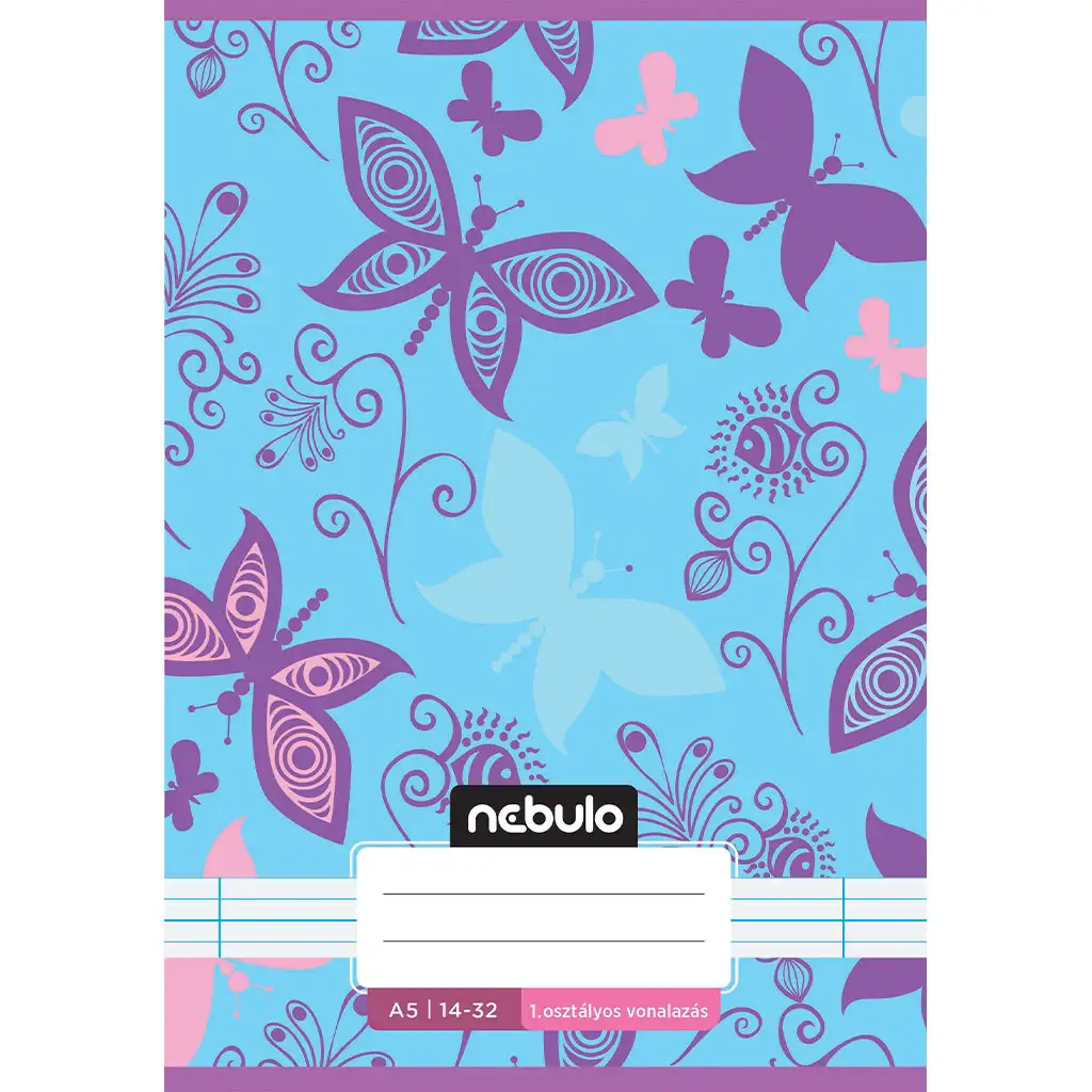 Nebulo: Zošit pre 1. ročník linajkový A5 14-32 s roztomilým motívom - Motýliky