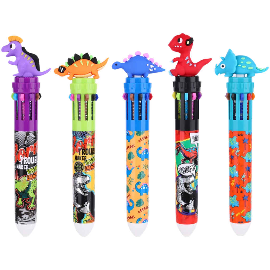 Nebulo: 10-farebné guľôčkové pero Baby dinosaurus dizajn, rôzne druhy, 1 ks