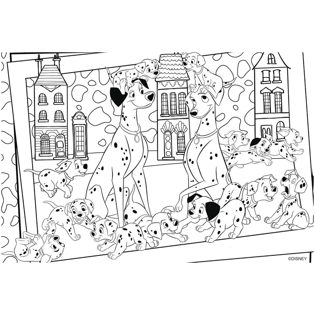 Disney 101 dalmatíncov 2 v 1, 24-dielne puzzle a omaľovánka 50x35 cm - Lisciani kép 3
