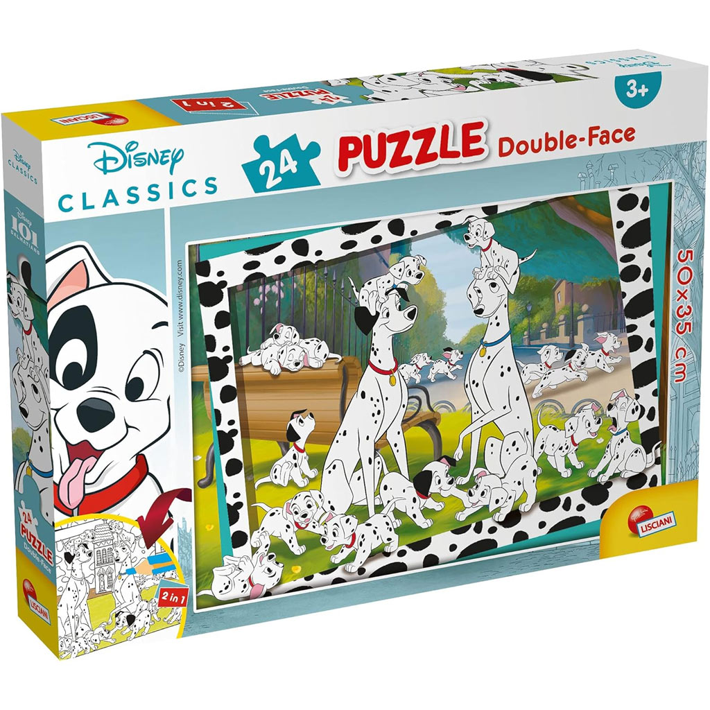 Disney 101 dalmatíncov 2 v 1, 24-dielne puzzle a omaľovánka 50x35 cm - Lisciani
