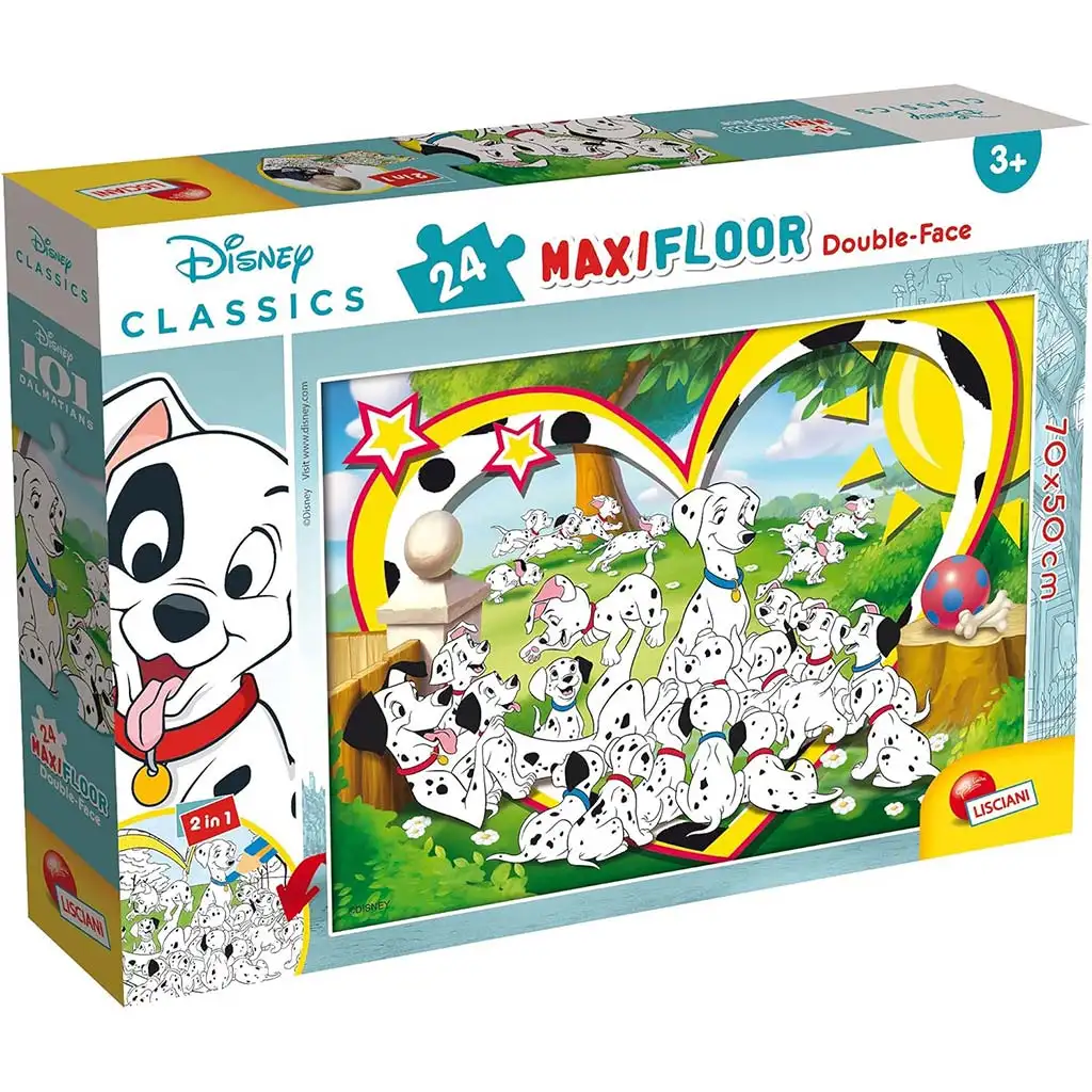 Disney 101 dalmatíncov 2 v 1 maxi 24-dielne puzzle a omaľovánka 70x50 cm – Lisciani