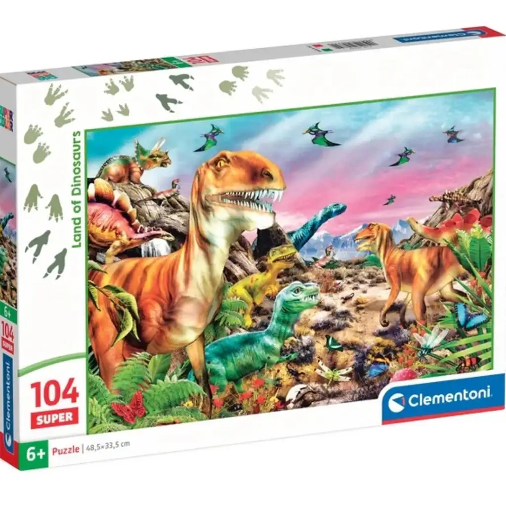 Krajina dinosaurov 104-dielna Super puzzle - Clementoni