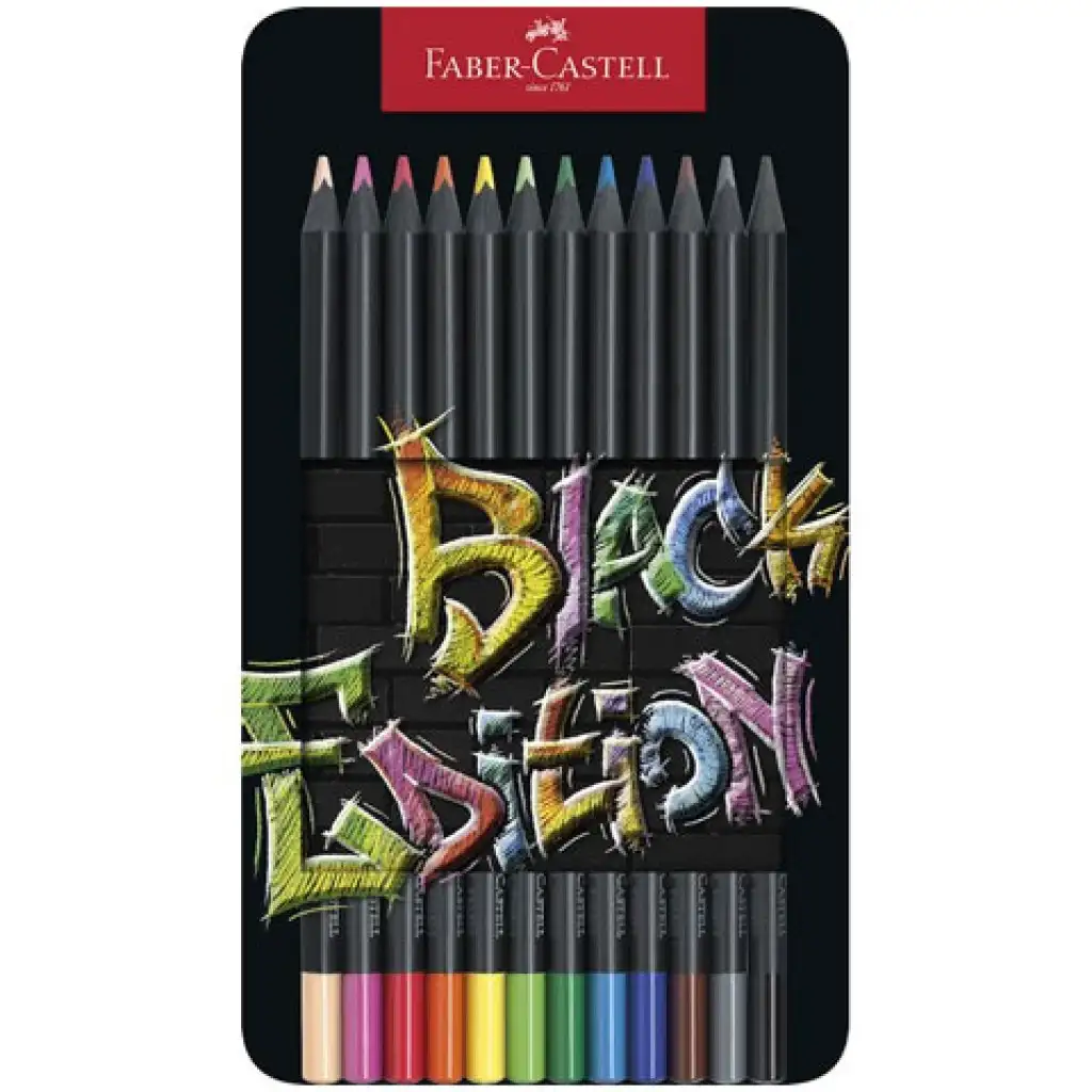 Faber-Castell: Black Edition színes ceruza 12db-os szett fém dobozban kép 1