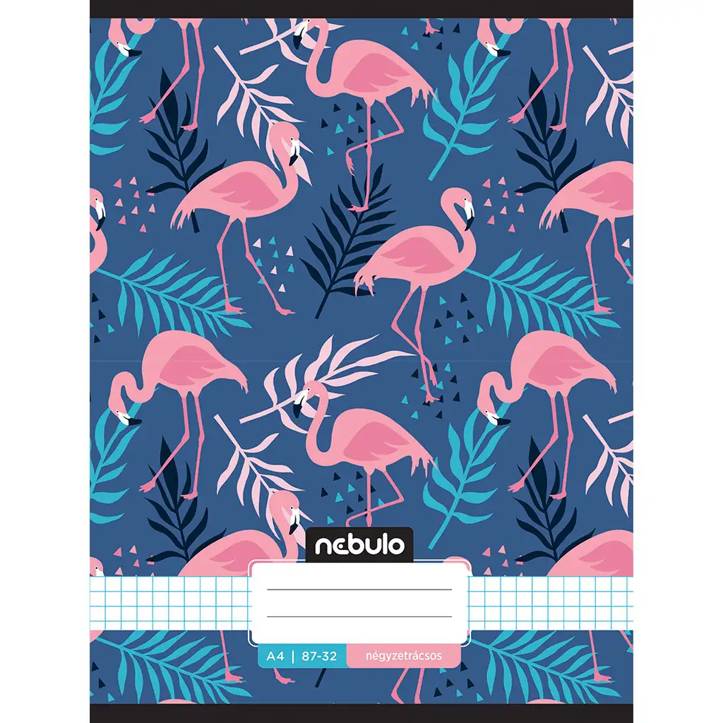Nebulo: Zošit s kockovaným vzorom a motívom plameniaka 87-32 A/4