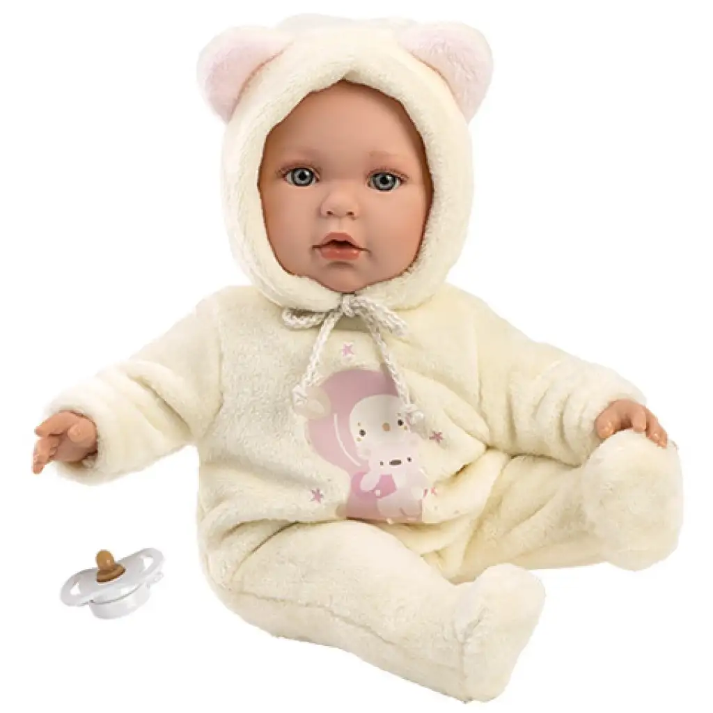 Llorens: Bábika Julia v dupačke s uškami a cumlíkom 42cm