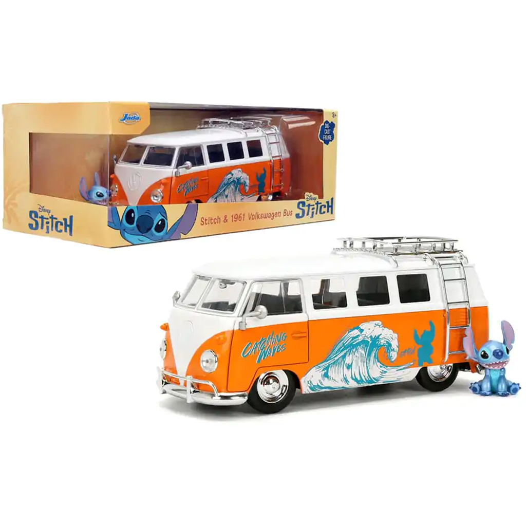 Disney Stitch – 1961 Volkswagen Busz kisautó Stitch figurával 1/24 - Jada Toys kép 1