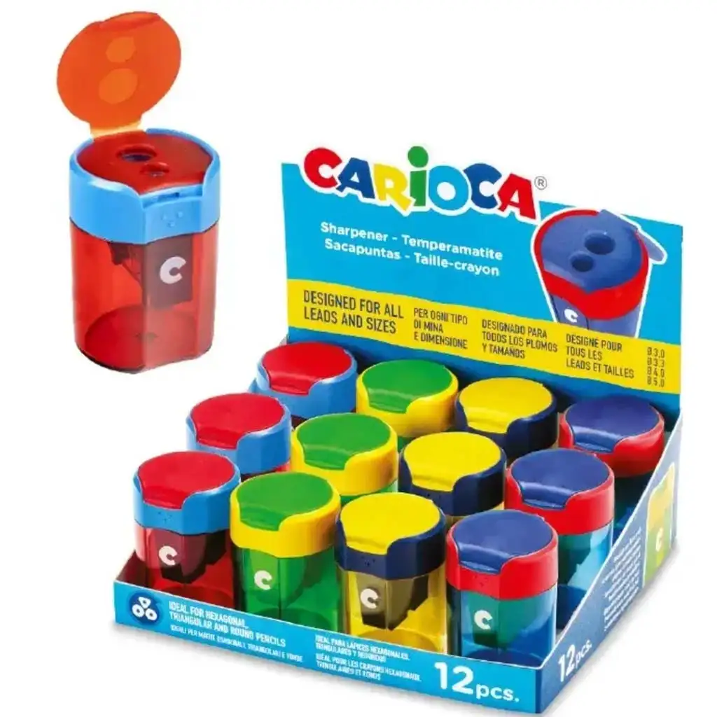 Dvojdierková farebná strúhadlo s nádobkou rôzne 1ks - Carioca