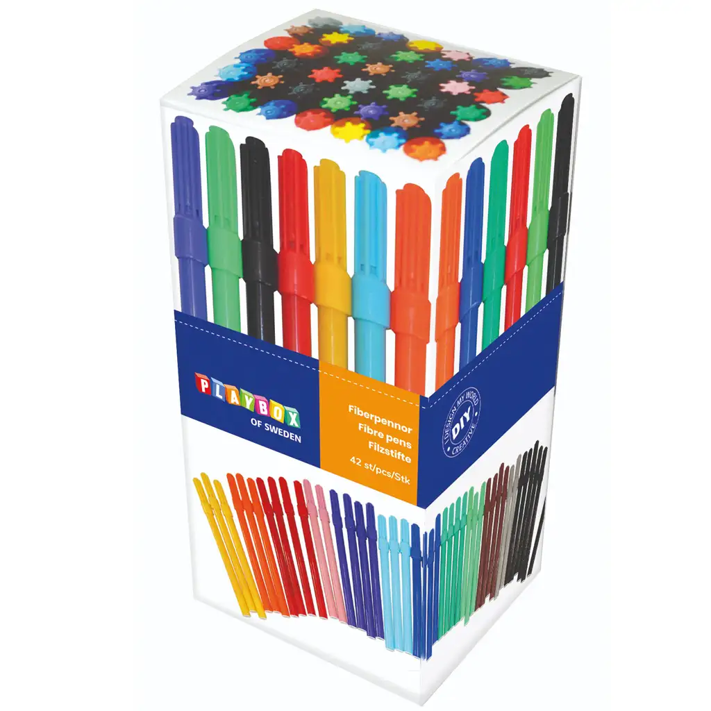 PlayBox: Farebný 42-dielny set tenkých fixiek