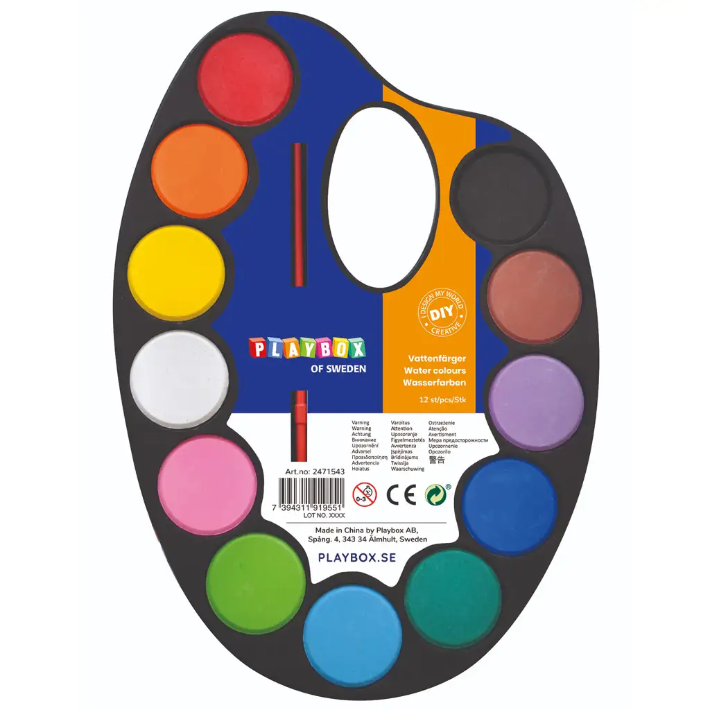 PlayBox: Akvarelová paleta s 12 farbami a štetcom
