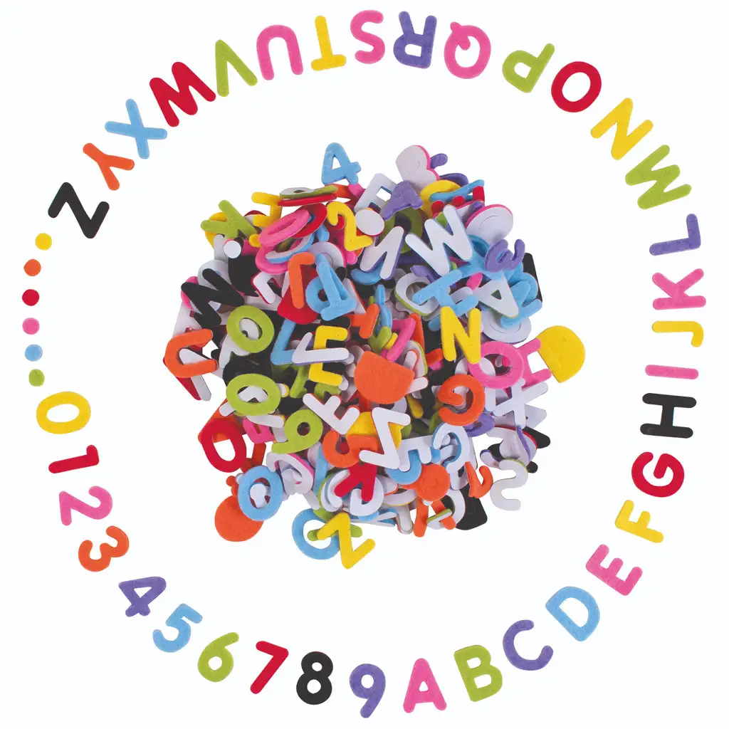 PlayBox: Samolepiace filcové písmená a čísla, sada 500 kusov kép 2
