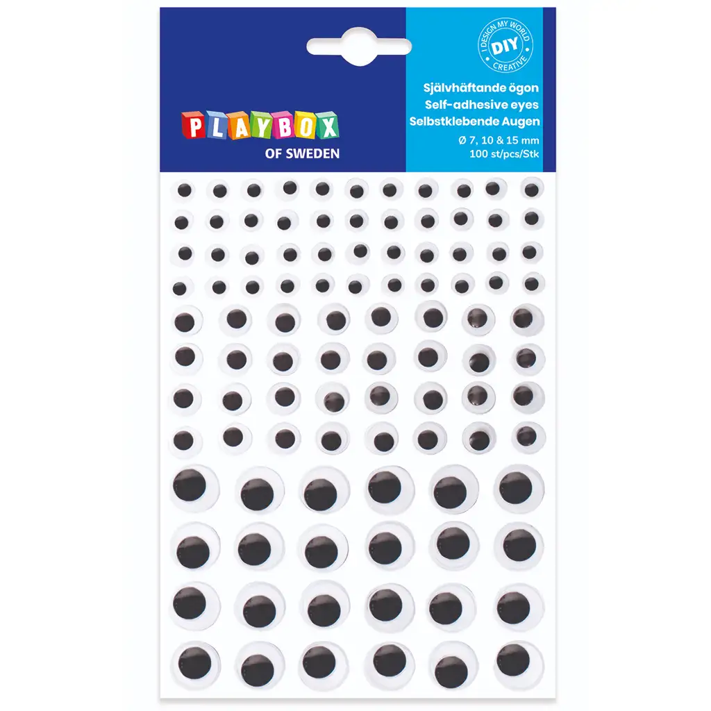 PlayBox: Samolepiace pohyblivé oči, sada 100 ks