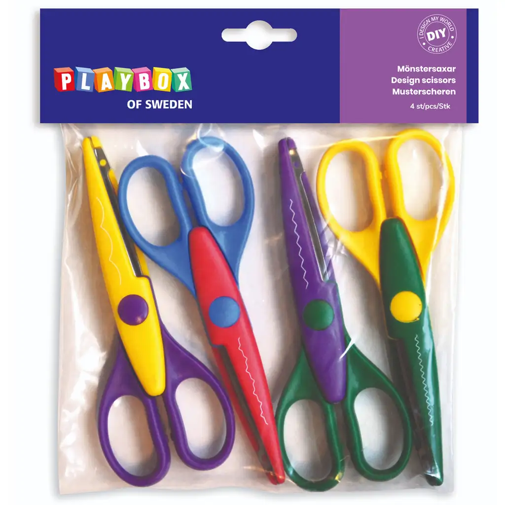 PlayBox: Sada zvlnených nožníc, 4 kusy