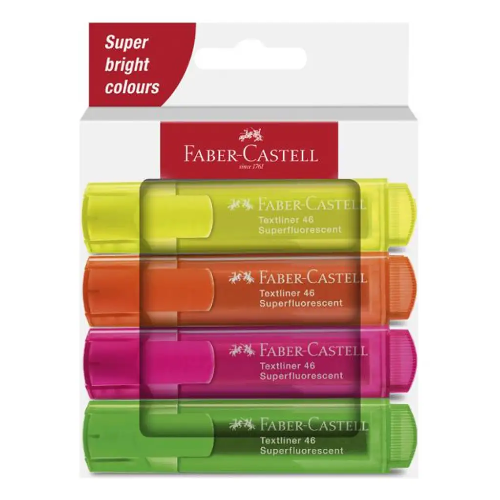 Faber-Castell: 1546 Neon fluorescent 4 db-os szövegkiemelő filctoll szett kép 1