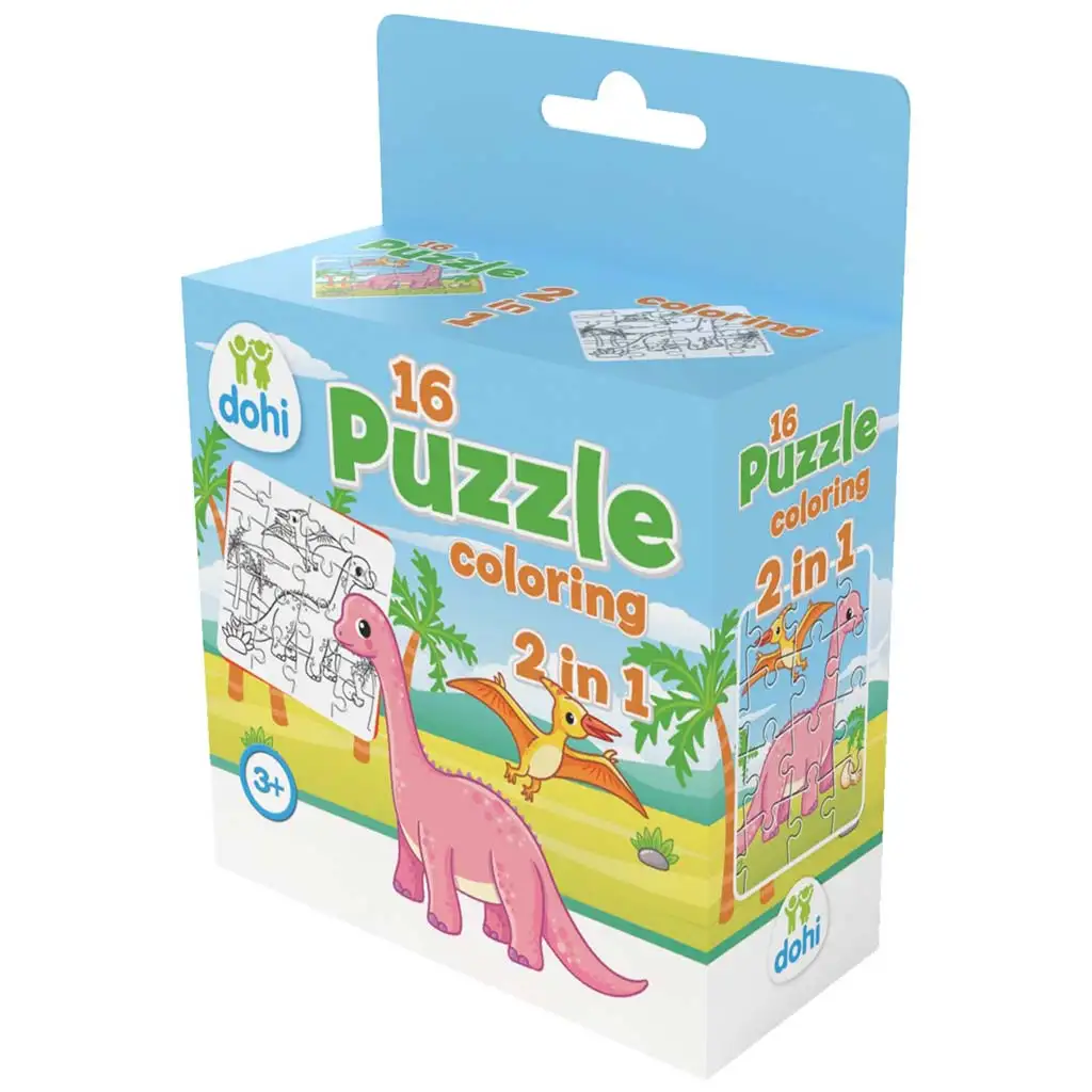 16-dielna omaľovánka puzzle 2 v 1 - Dino