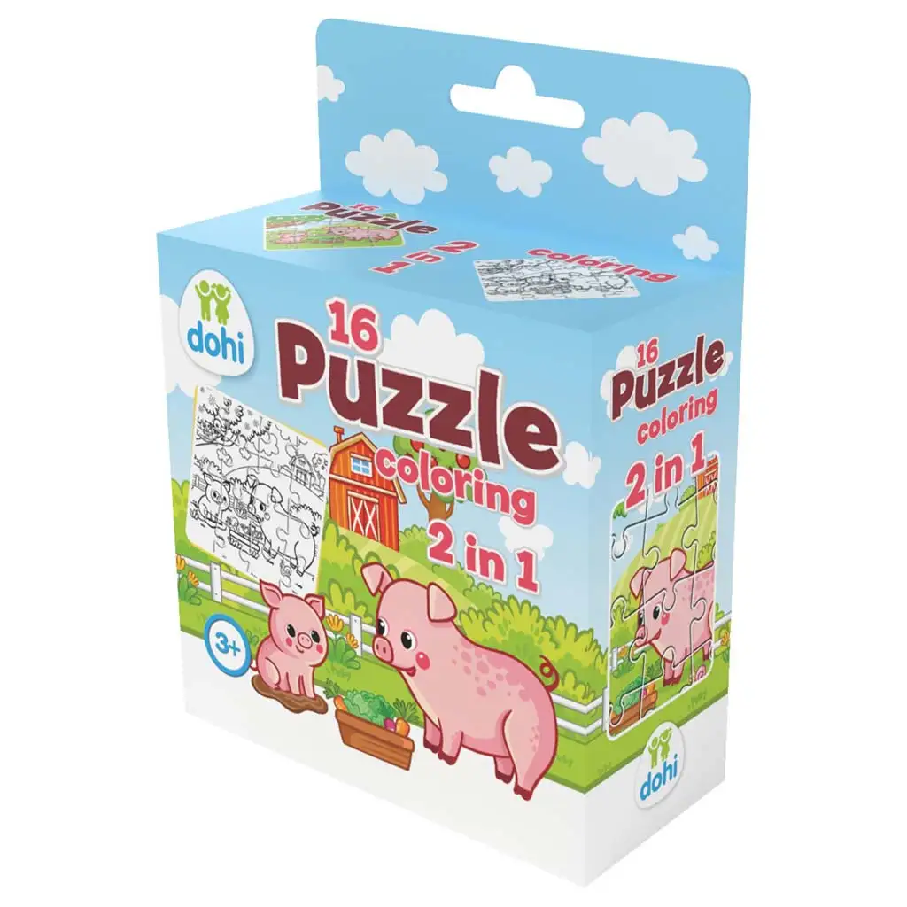 16 Darabos Színezős Puzzle 2 az 1-ben - Malac kép 1