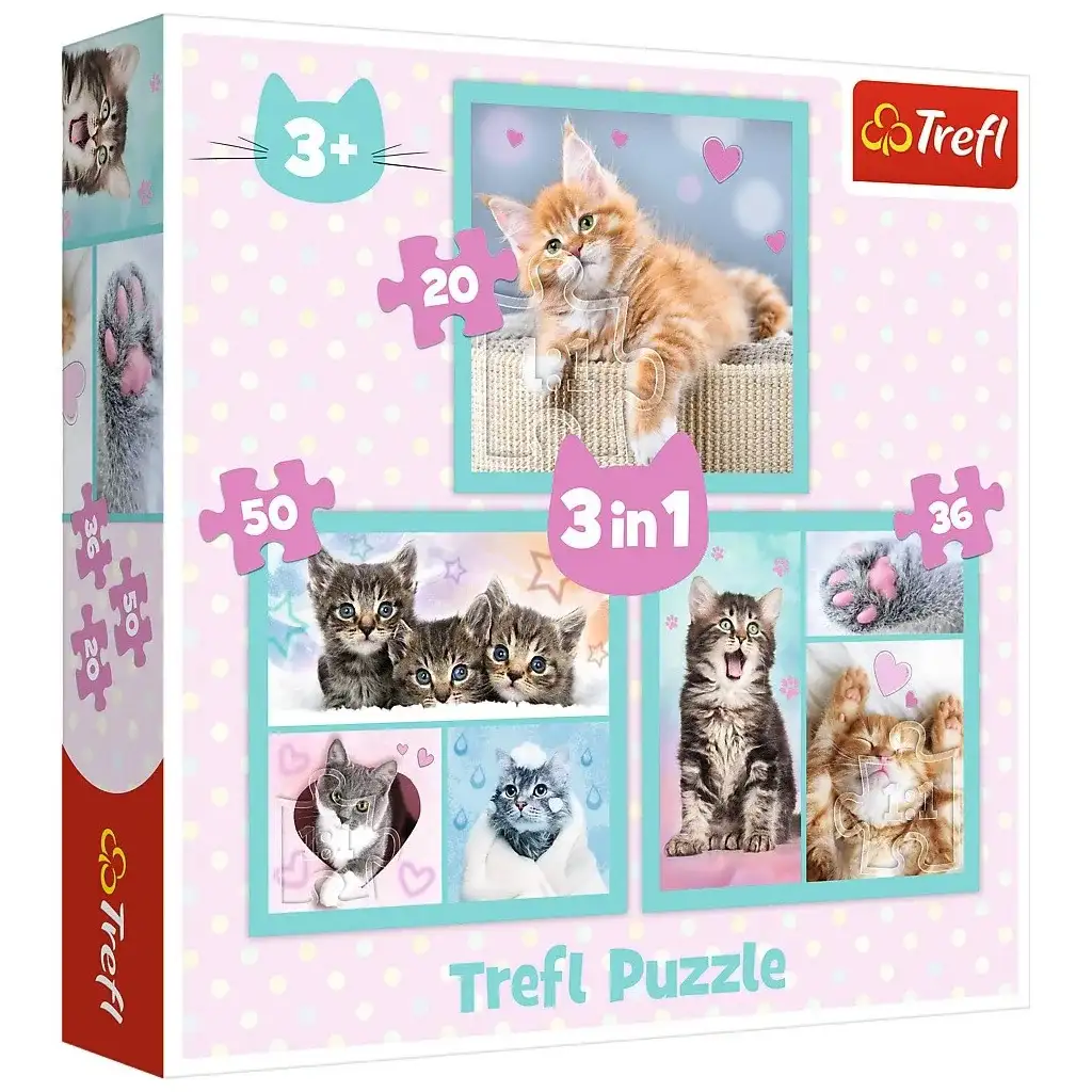 Sladké mačiatka 3 v 1 puzzle - Trefl