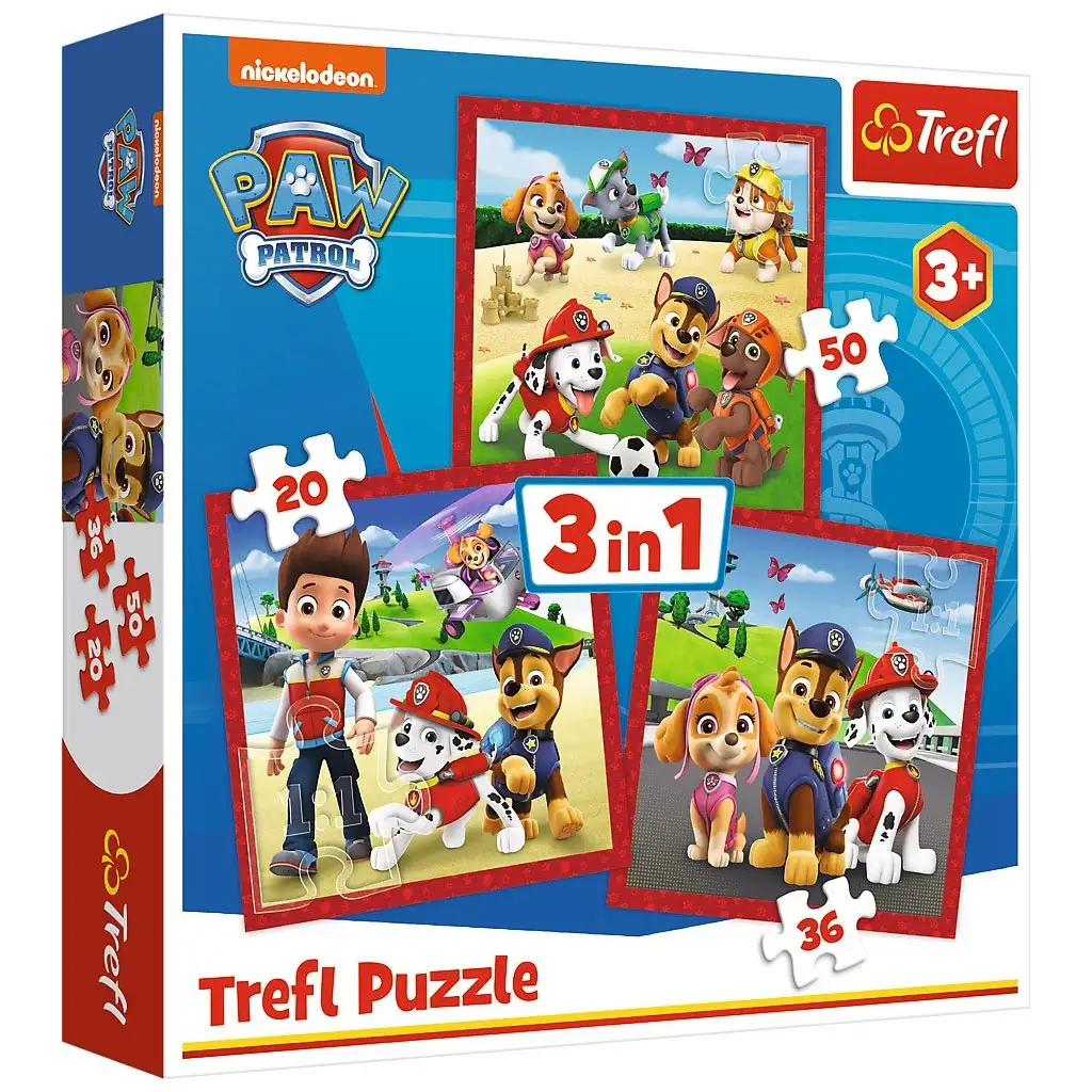 Mancs őrjárat: Šťastné šteniatka 3 v 1 puzzle - Trefl