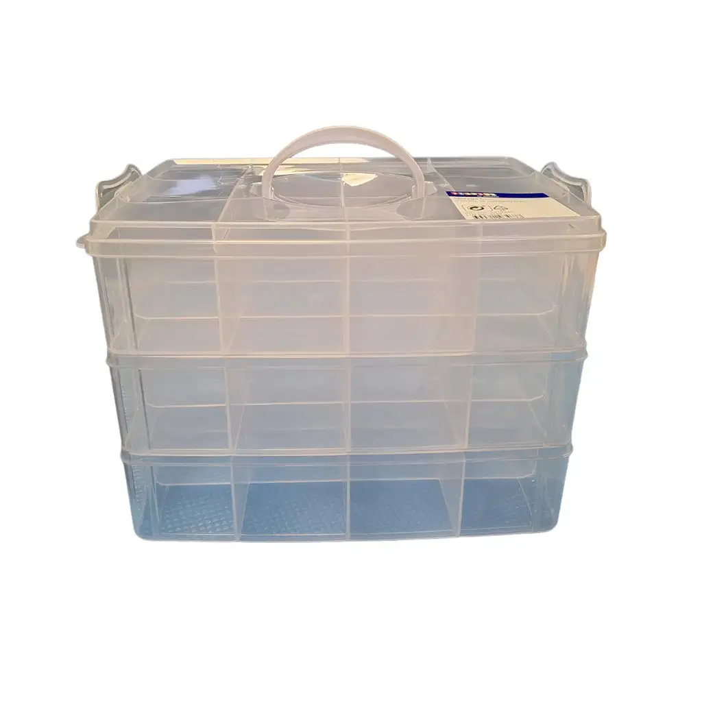 PlayBox: Priehľadný 36-priehradkový úložný box s 3 úrovňami