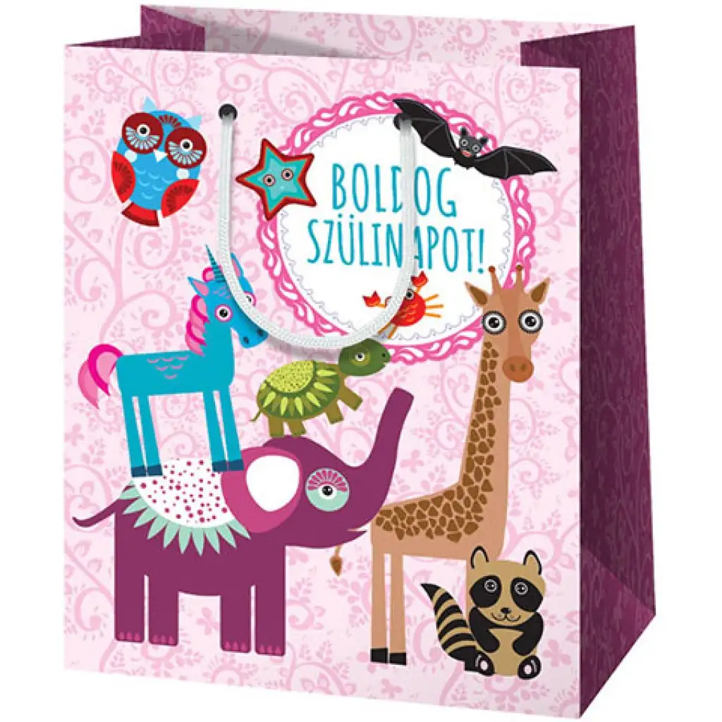 Boldog szülinapot! gigantická darčeková taška so zvieracím vzorom 40x56x20cm