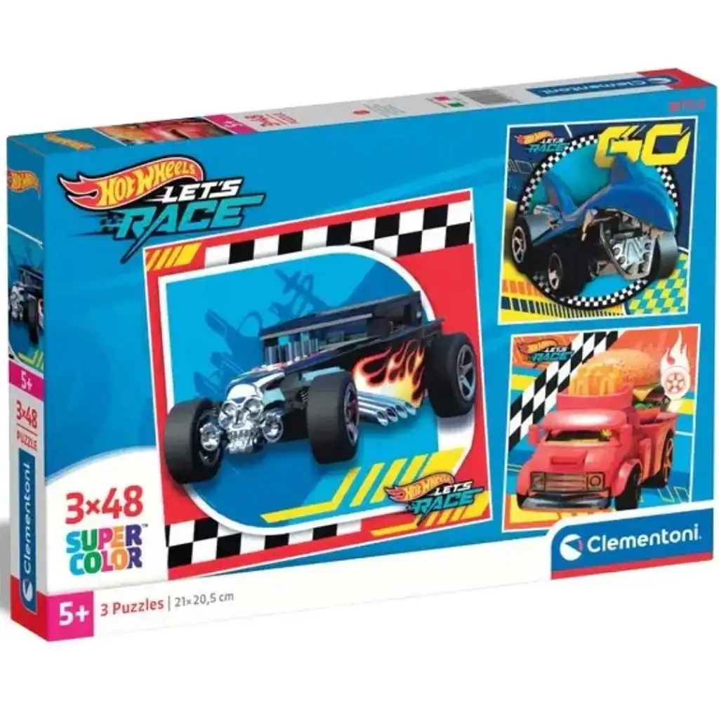Hotwheels 3x48 ks Supercolor puzzle - Clementoni