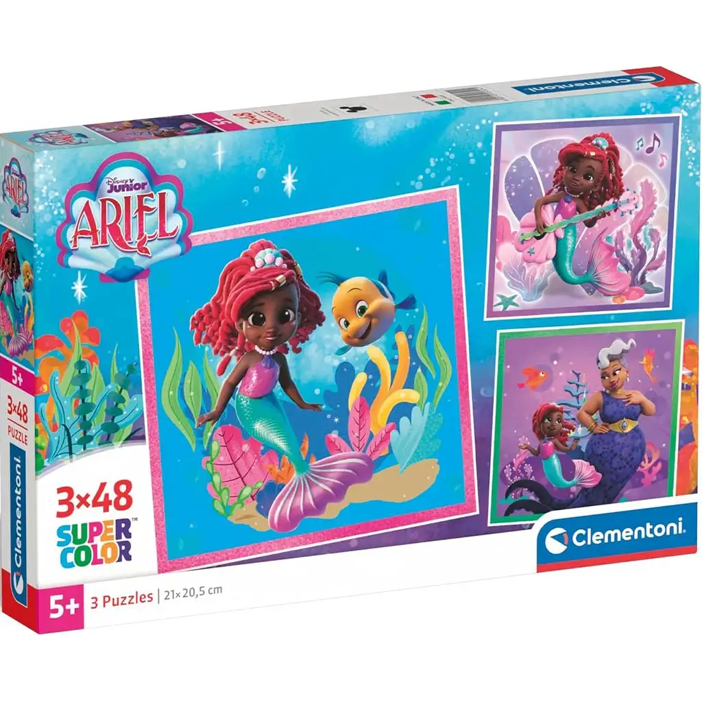 Disney Ariel 3x48 ks Supercolor puzzle - Clementoni