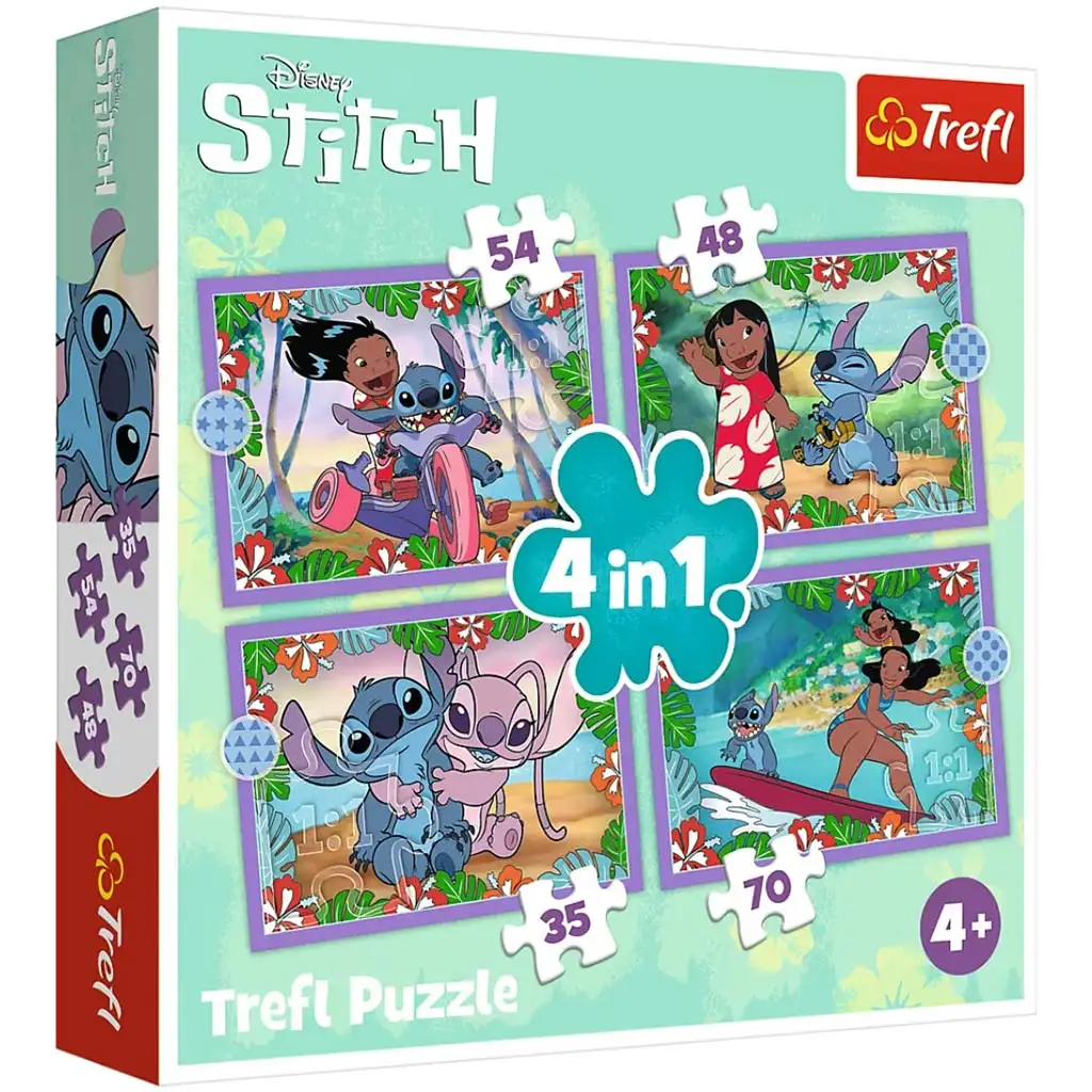 Disney Lilo & Stitch Šťastný deň 4 v 1 puzzle sada - Trefl