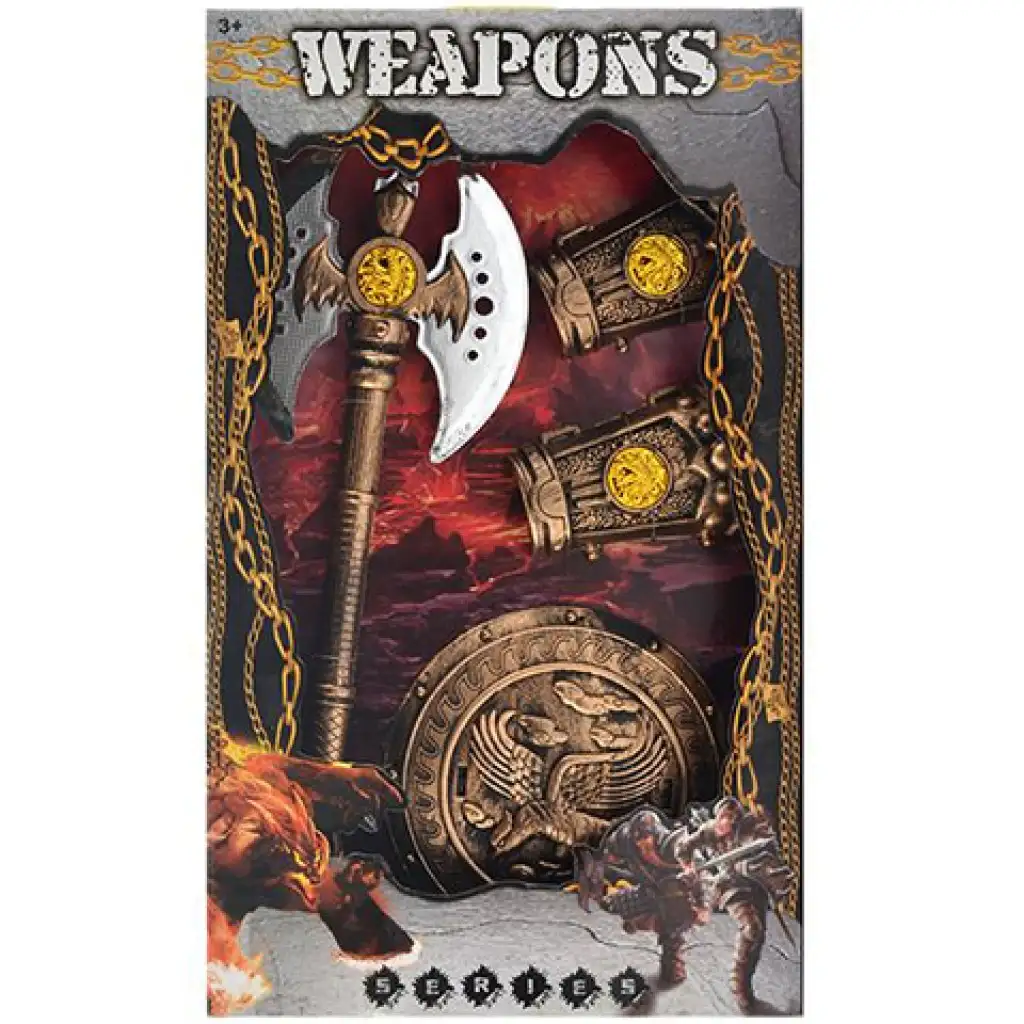 4 dielny set stredovekých bardov so štítom a chráničom rúk