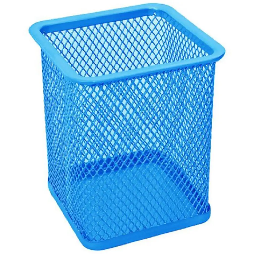 Spirit: Neónovo-modrý kovový hranatý držiak na ceruzky