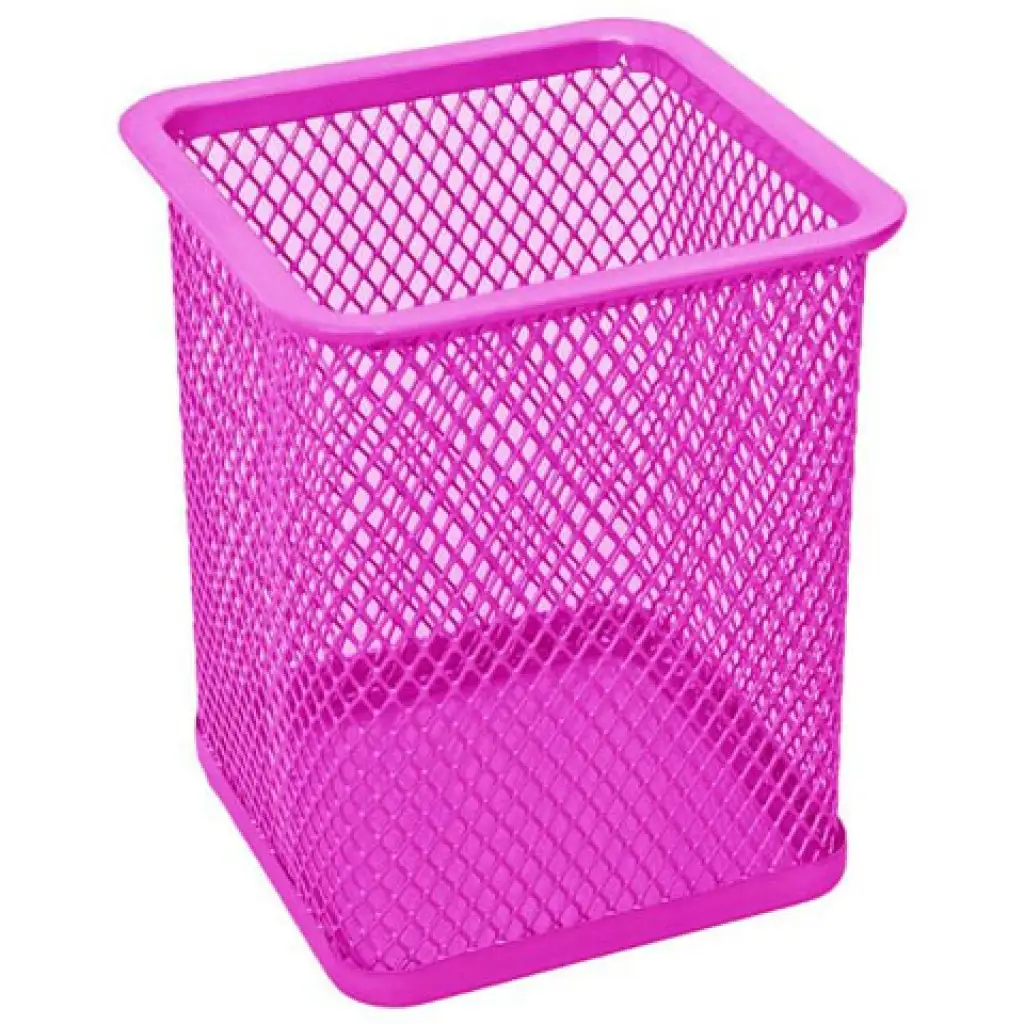 Spirit: Neónovo-ružový kovový hranatý držiak na ceruzky