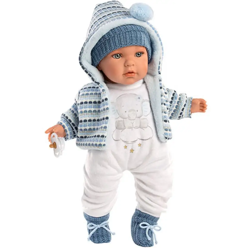 Llorens: Enzo 42cm plačúca bábika v šatách so sloním vzorom