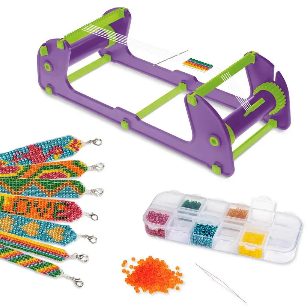 LENA: Sada na výrobu náramkov z korálok so stavom na tkanie a 2000 korálkami kép 2