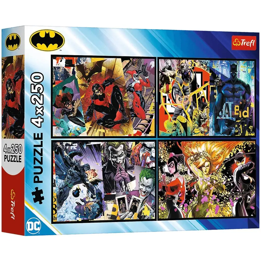 Batman: Hrdinovia a zloduchovia Gothamu 4x250-dielne puzzle - Trefl