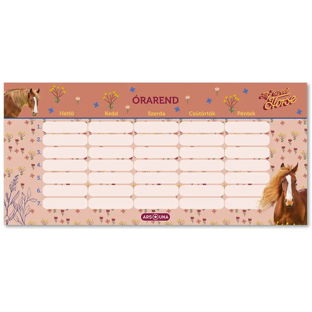 Ars Una: My Sweet Horse obojstranný rozvrh hodín s motívom koní