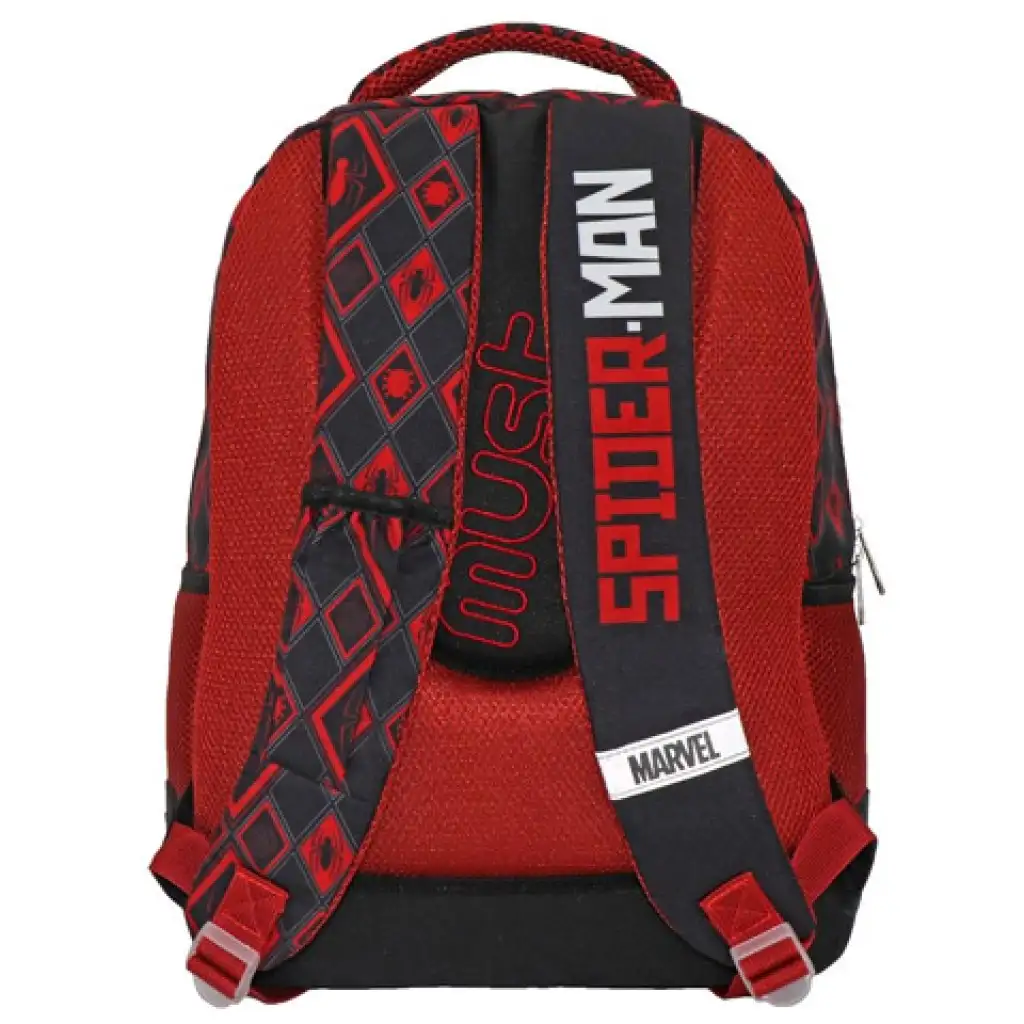 Must: Pókember lekerekített ergonomikus iskolatáska, hátizsák 32x18x43cm kép 2