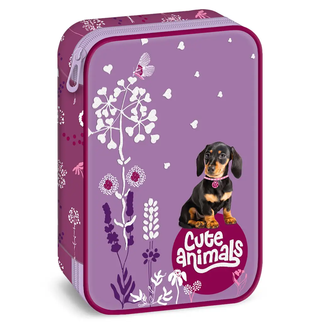 Ars Una: Cute Animals - Šteniatko jazvečíka vzorovaný viacúrovňový peračník 15,5x22,5x4,5cm