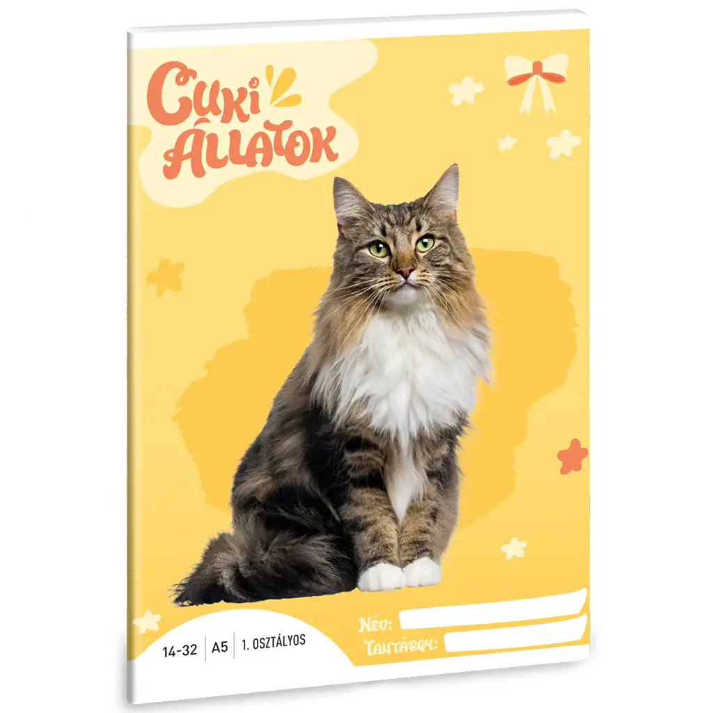 Ars Una: Cuki állatok - Norvég macska 1.osztályos vonalas füzet A/5 kép 1