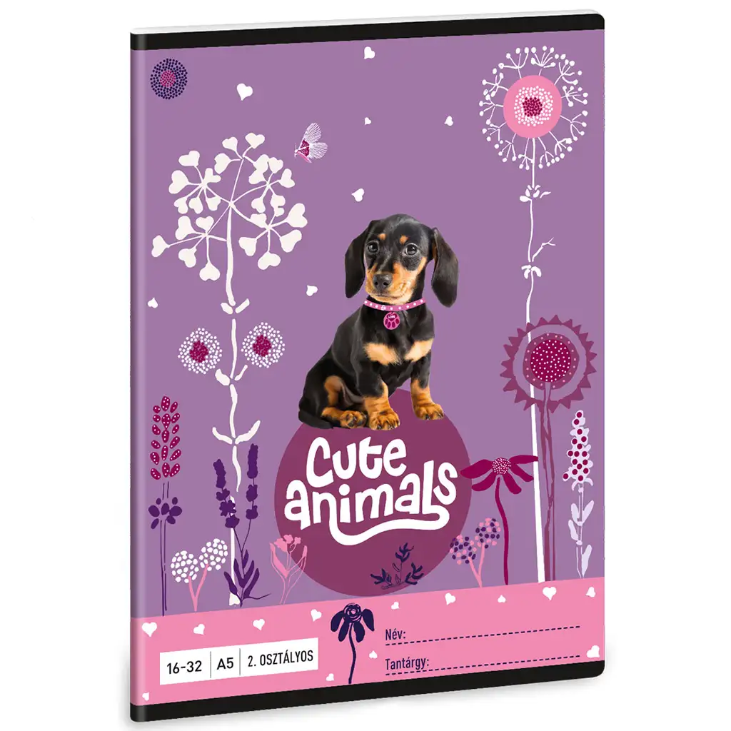 Ars Una: Cute Animals - Puppy tacskós 2.osztályos vonalas füzet A/5 kép 1