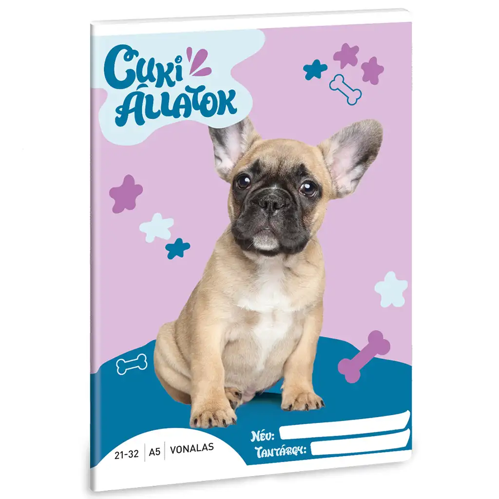 Ars Una: Cuki állatok - Francia bulldog vonalas füzet A/5 kép 1