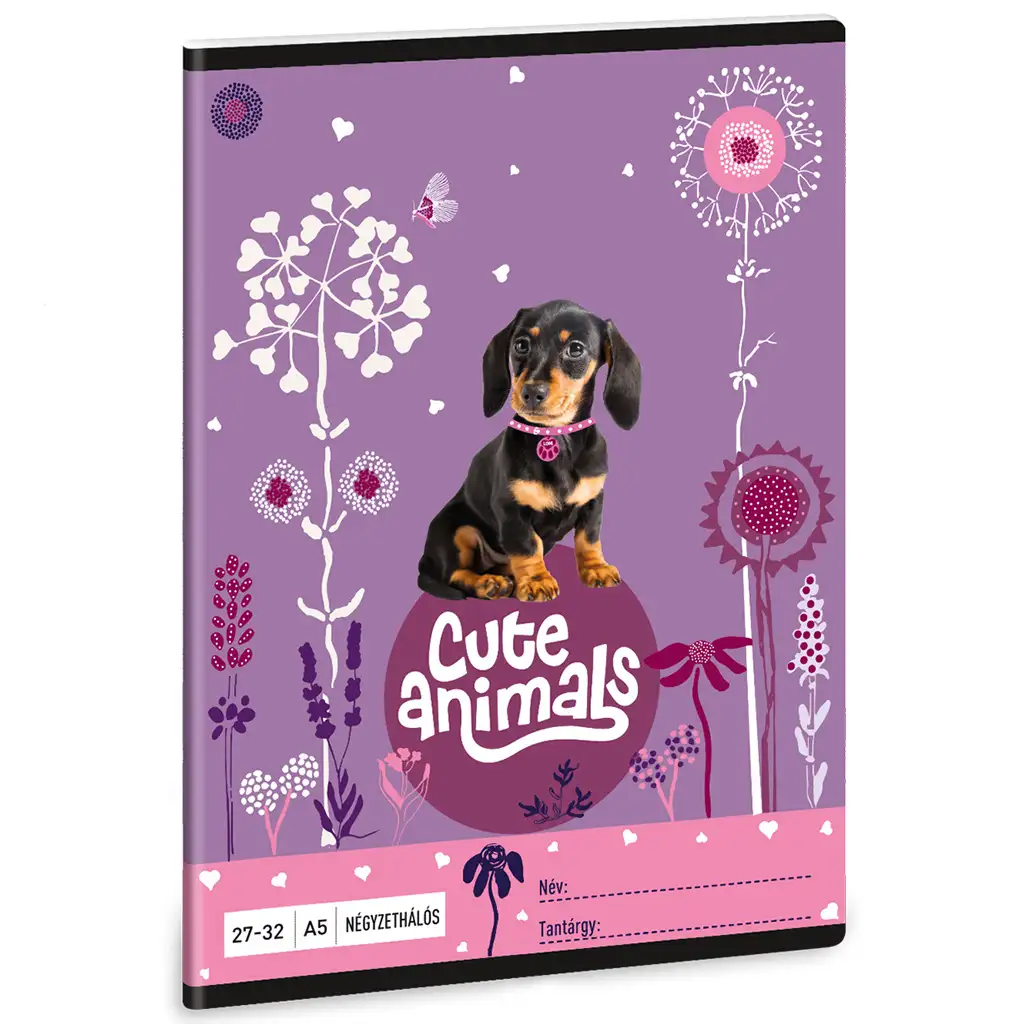Ars Una: Cute Animals - Puppy tacskós négyzethálós füzet A/5 kép 1