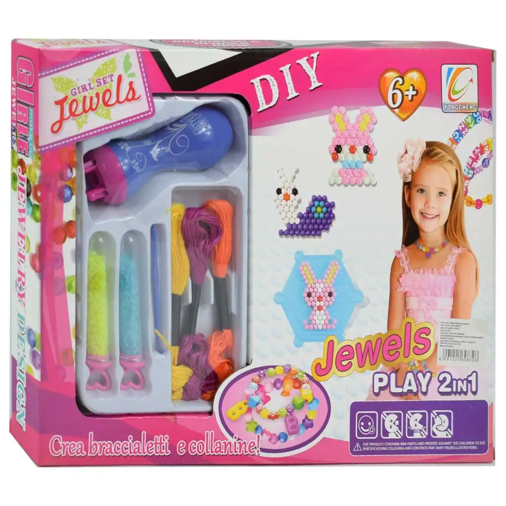 JewelsPlay: 2 az 1-ben ékszerkészítő gyöngyszett fonógéppel és színes gyöngyökkel kép 1