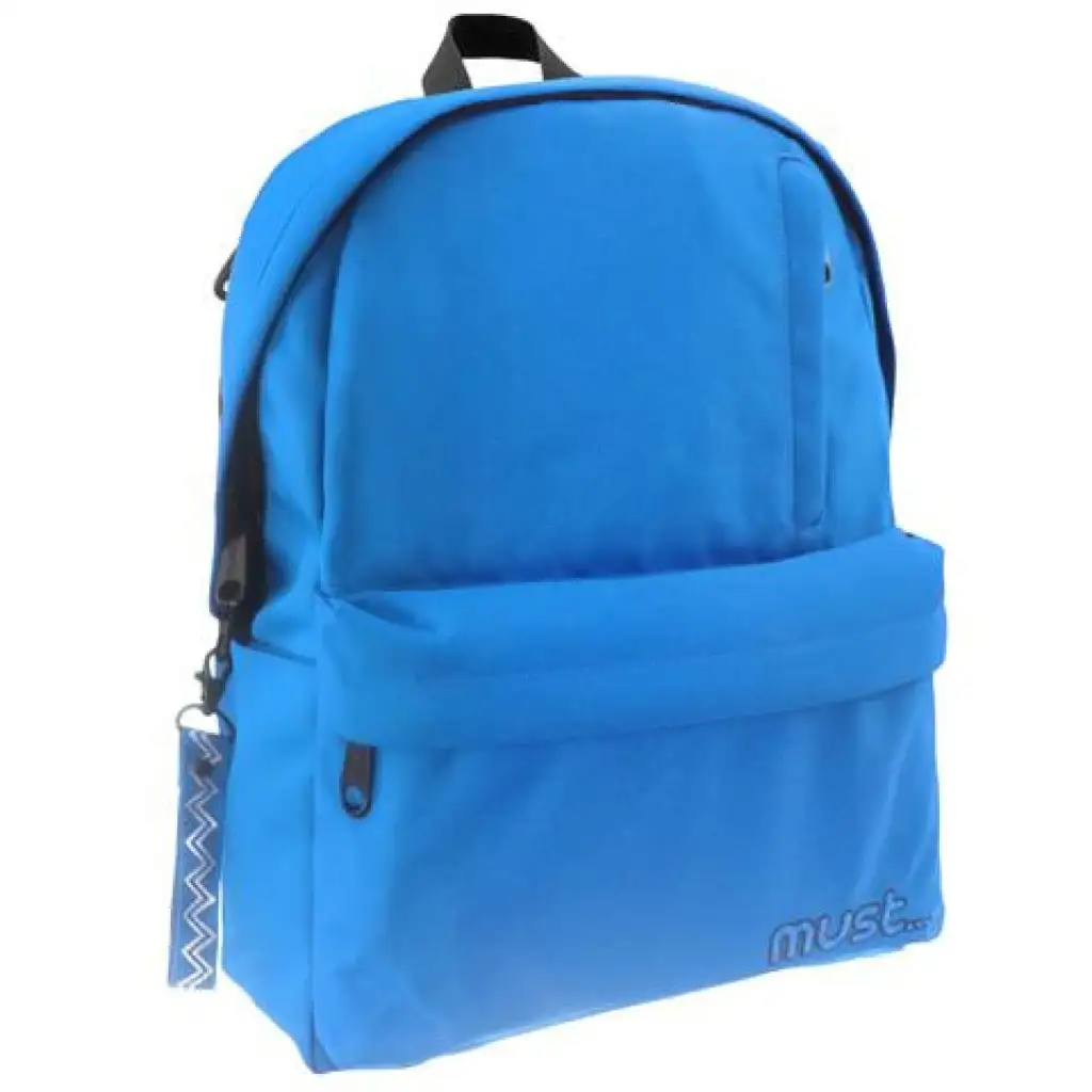 Must: Lekerekített kék négyrekeszes iskolatáska, hátizsák 32x17x42cm kép 1