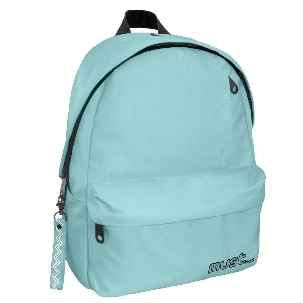 Must: Lekerekített világoszöld négyrekeszes iskolatáska, hátizsák 32x17x42cm kép 1