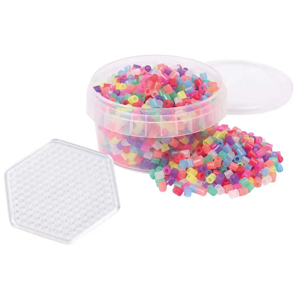 PlayBox: 5 mm MIDI zažehľovacie trblietavé korálky, 1000 ks so šesťuholníkovou podložkou