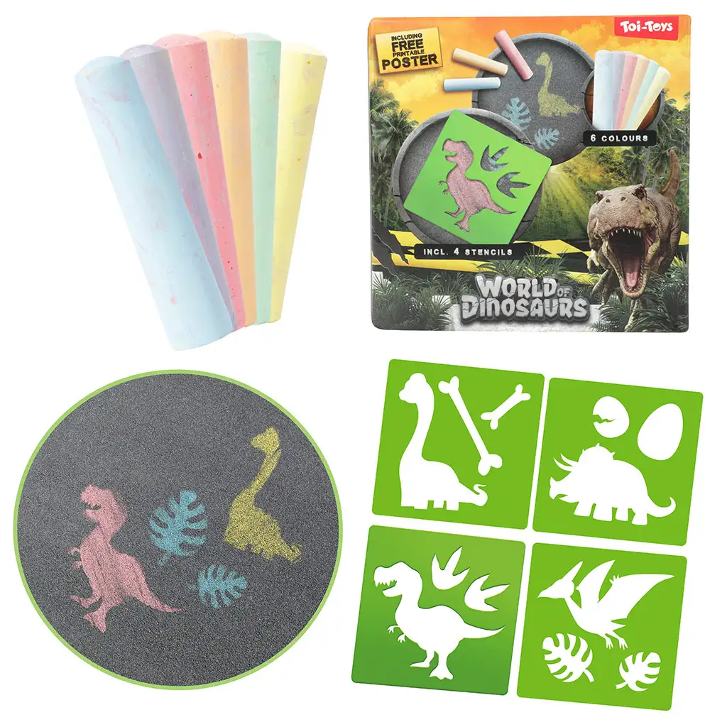 World of Dinosaur: Sada asfaltových kried s dinosaurími šablónami