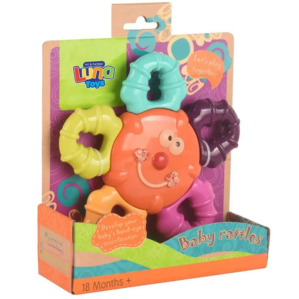 Farbenfroh, fröhlich, 2 in 1 Baby Beißring und Rassel. kép 2